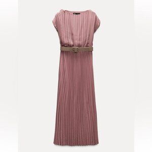ZARA PLEATED DRESS WITH BELT